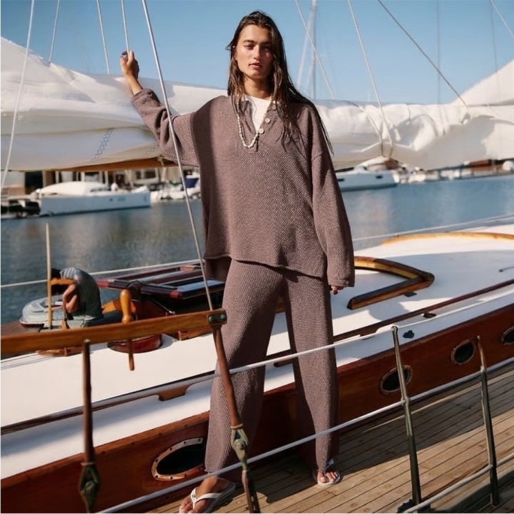 Free‎ People FP Beach Halee Sweater Set Gulf Cocoa - Picture 16 of 16